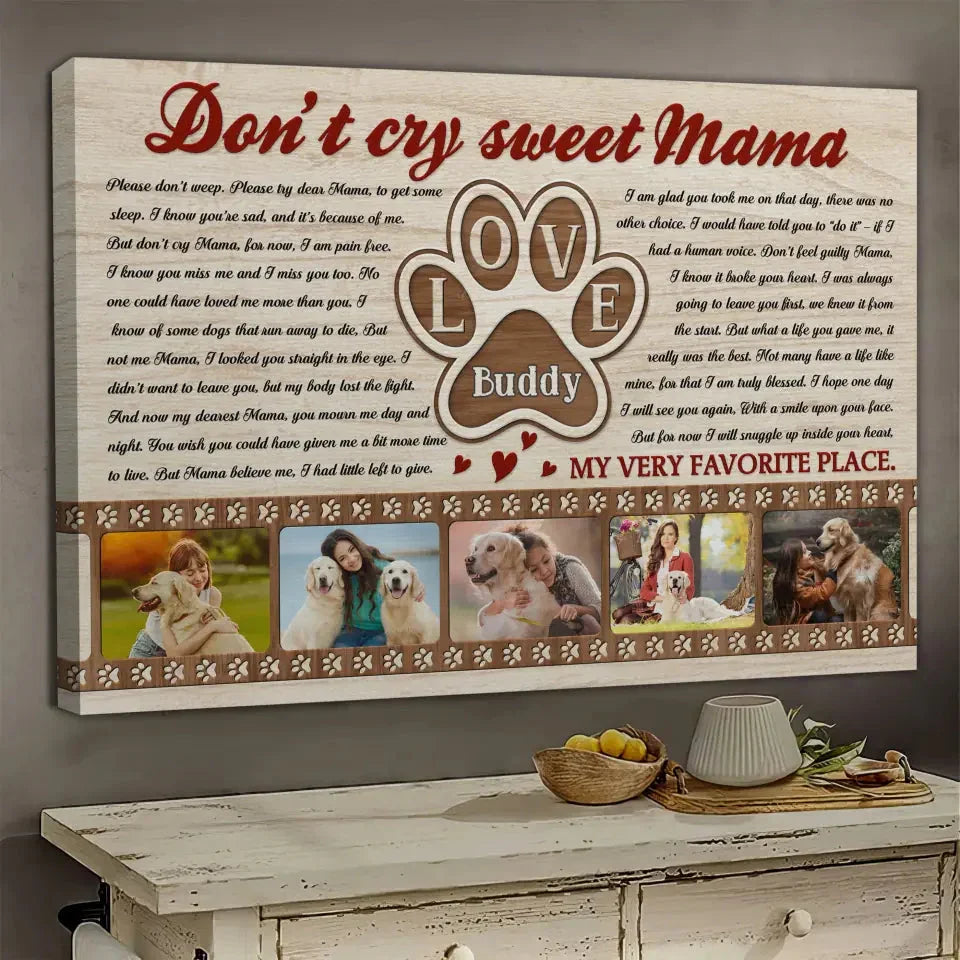 Dog Memorial Canvas – Personalized Gift for Mom Who Lost a Pet - PersonalizedFury
