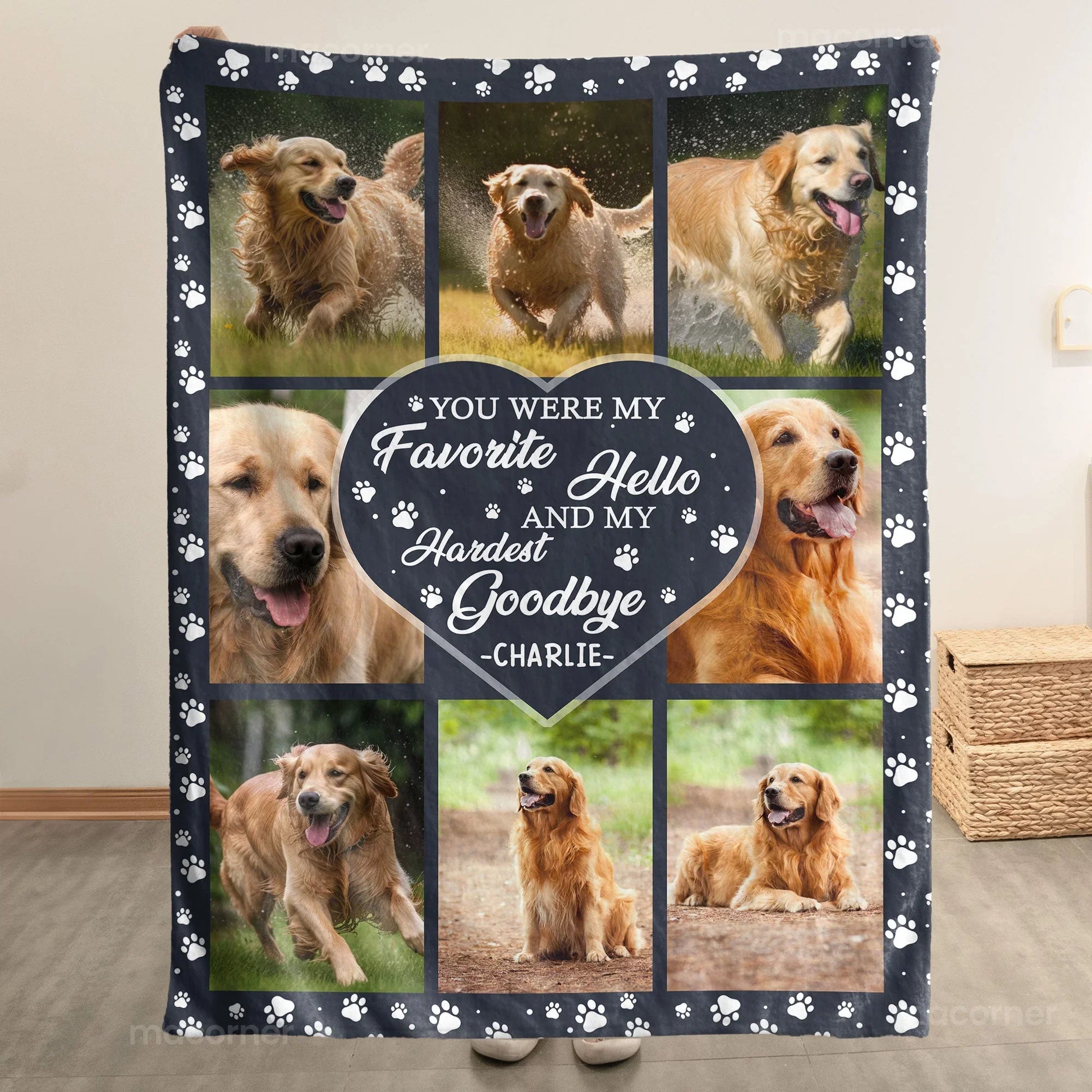 Dog Memorial Blanket – Favorite Hello, Hardest Goodbye - Pet Loss Gift - PersonalizedFury