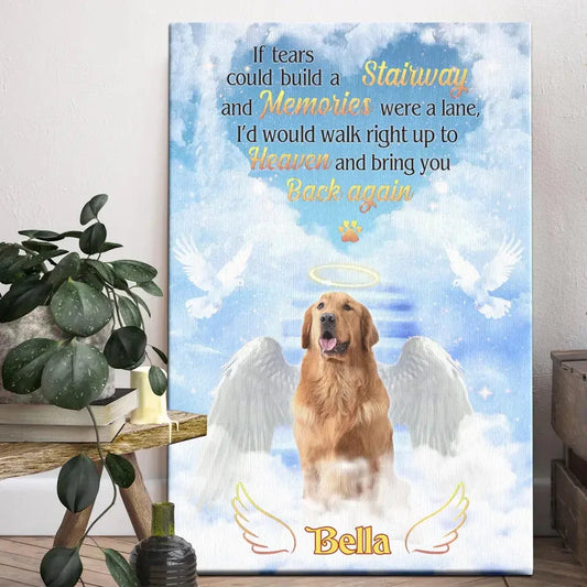Dog Loss Gift – Custom Pet Heaven Canvas with Angel Wings - PersonalizedFury