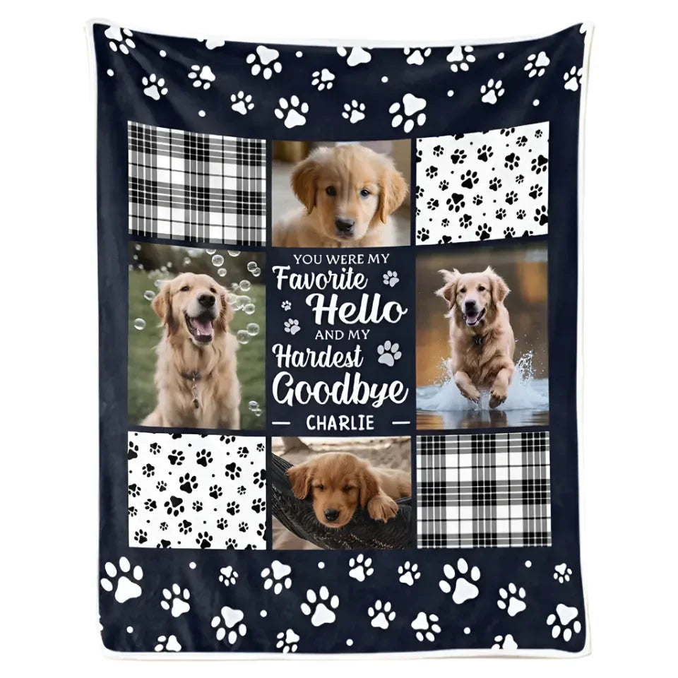 Pet Memorial Photo Blanket – Favorite Hello Hardest Goodbye - PersonalizedFury
