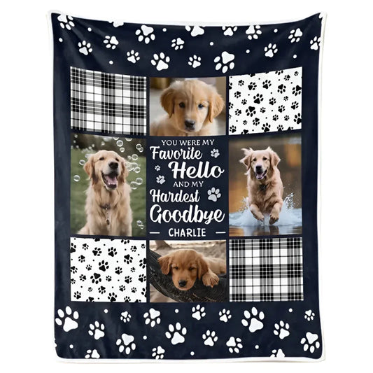 Pet Memorial Photo Blanket – Favorite Hello Hardest Goodbye - PersonalizedFury