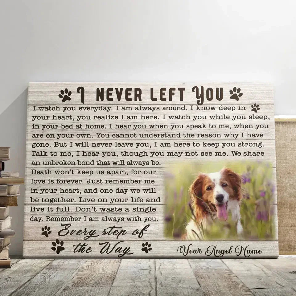 Dog Loss Gift – Custom Canvas with Photo & I Never Left You Poem - PersonalizedFury