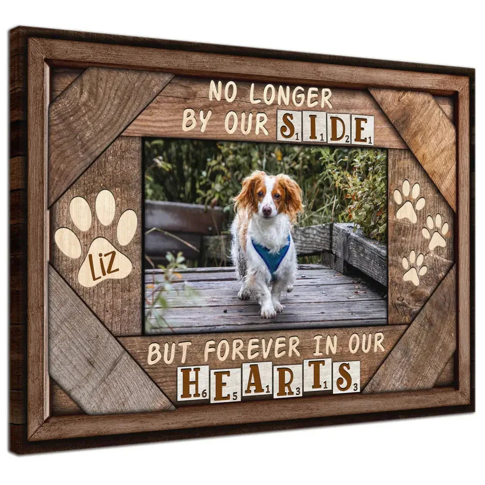 No Longer By Our Side – Custom Pet Memorial Photo Canvas - PersonalizedFury