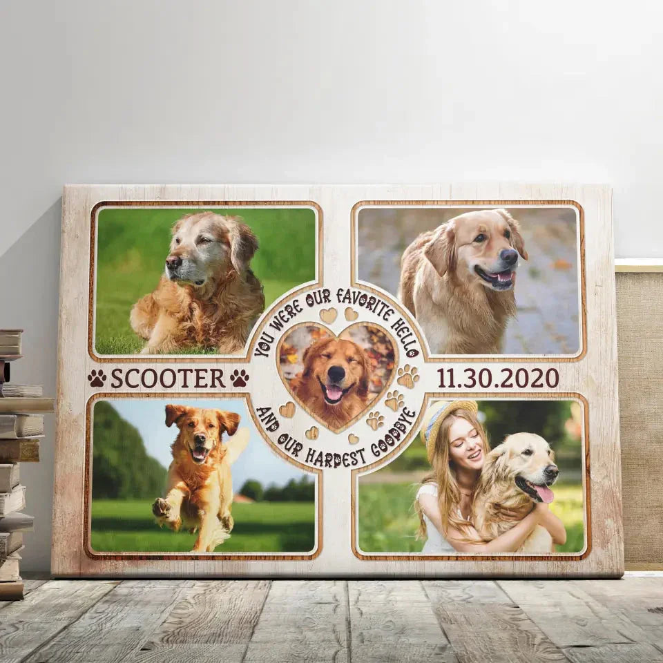 Hardest Goodbye, Forever in Our Hearts – Dog Memorial Canvas - PersonalizedFury