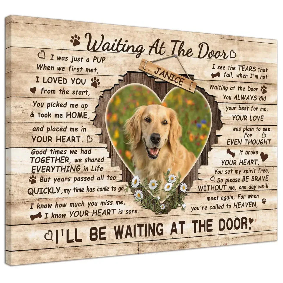 Custom Pet Memorial Canvas - Waiting At The Door Dog Loss Gift - PersonalizedFury