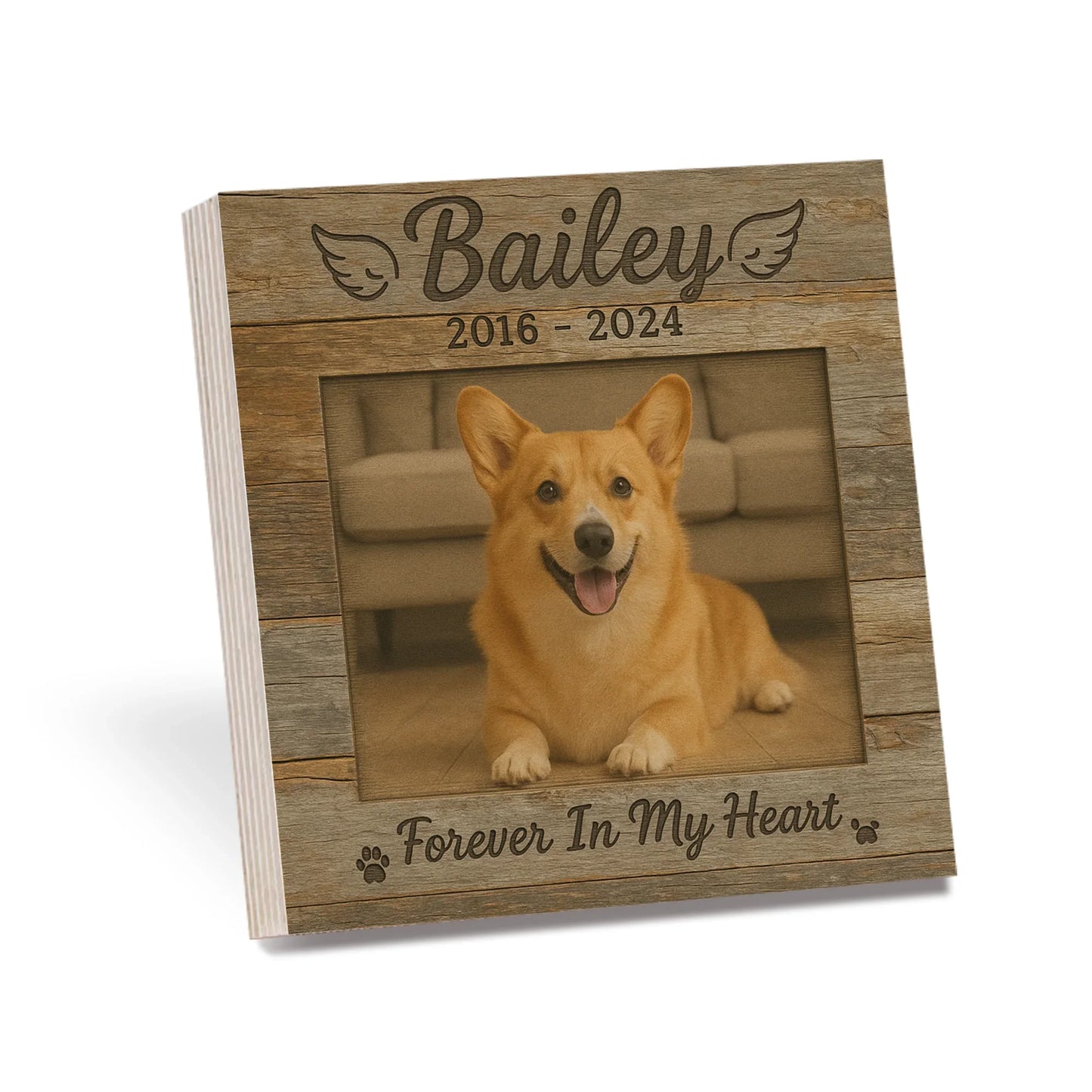 Pet Memorial Gift – Custom Dog Photo Wooden Photo Block