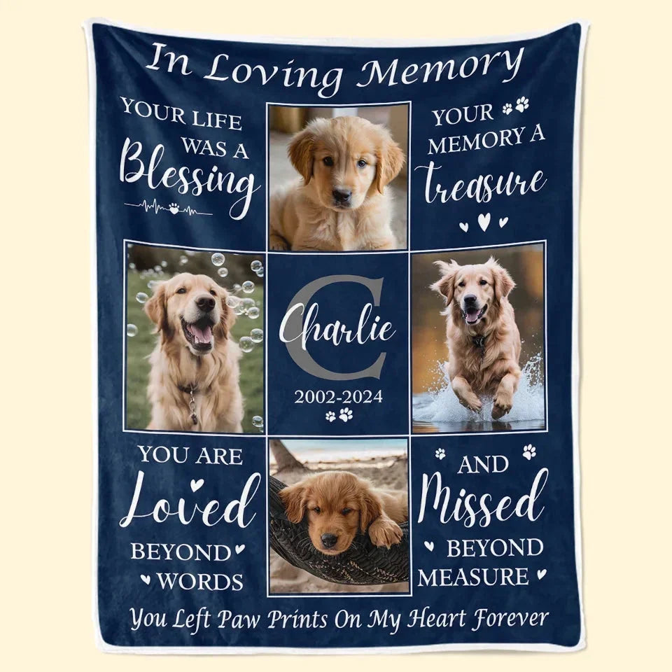 Personalized Pet Memorial Blanket – In Loving Memory Dog Memorial Gift - PersonalizedFury