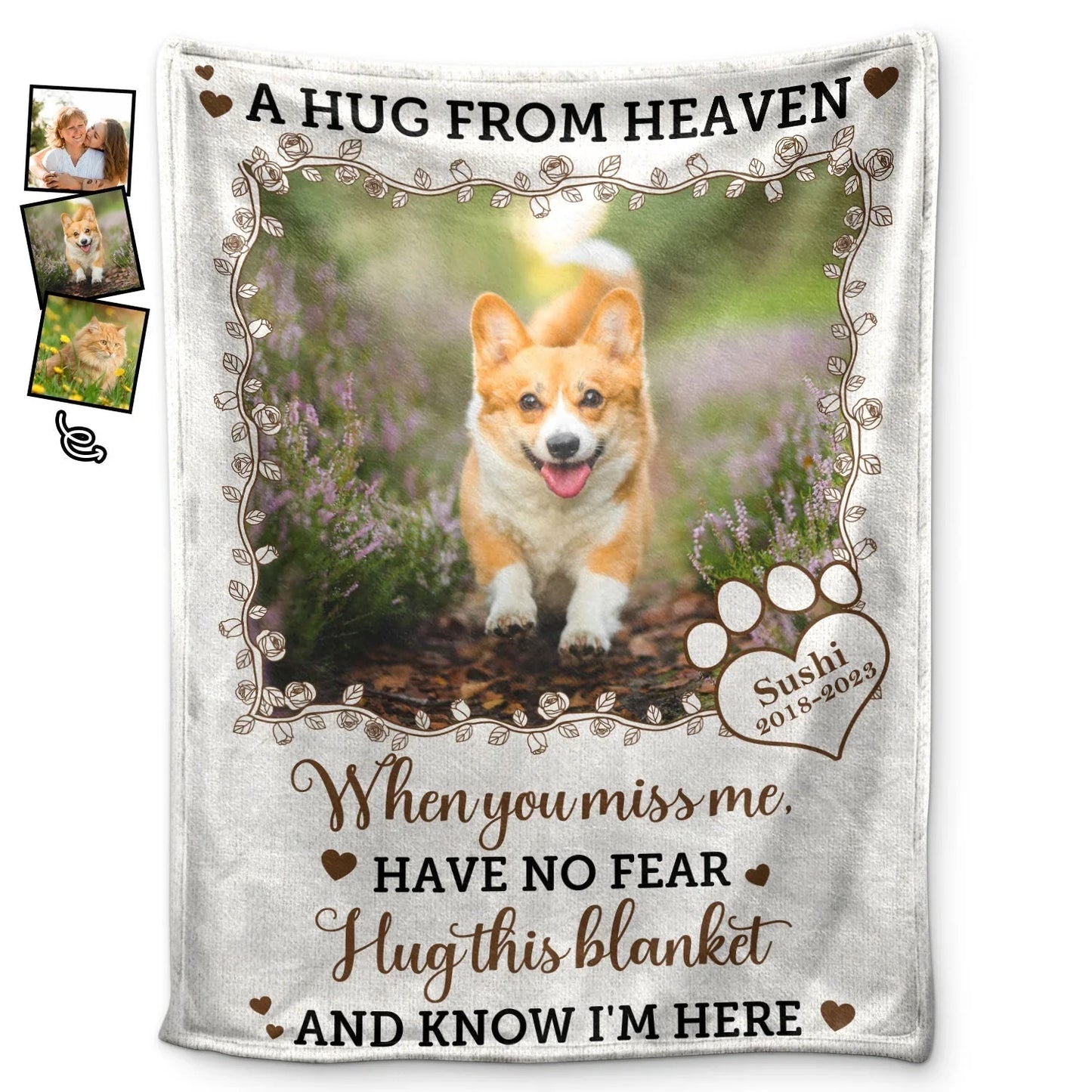 A Hug From Heaven Dog Blanket – Custom Corgi Memorial Gift