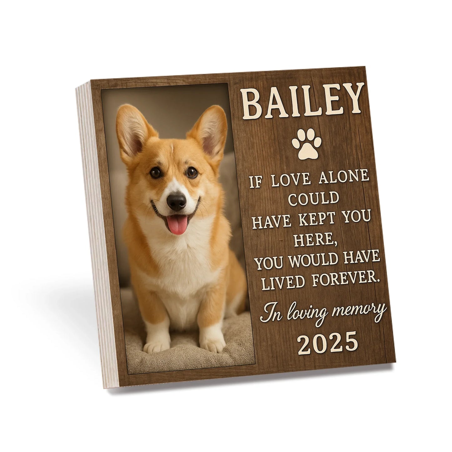Personalized Pet Memorial Gift – Dog Photo Printed on Wood Frame