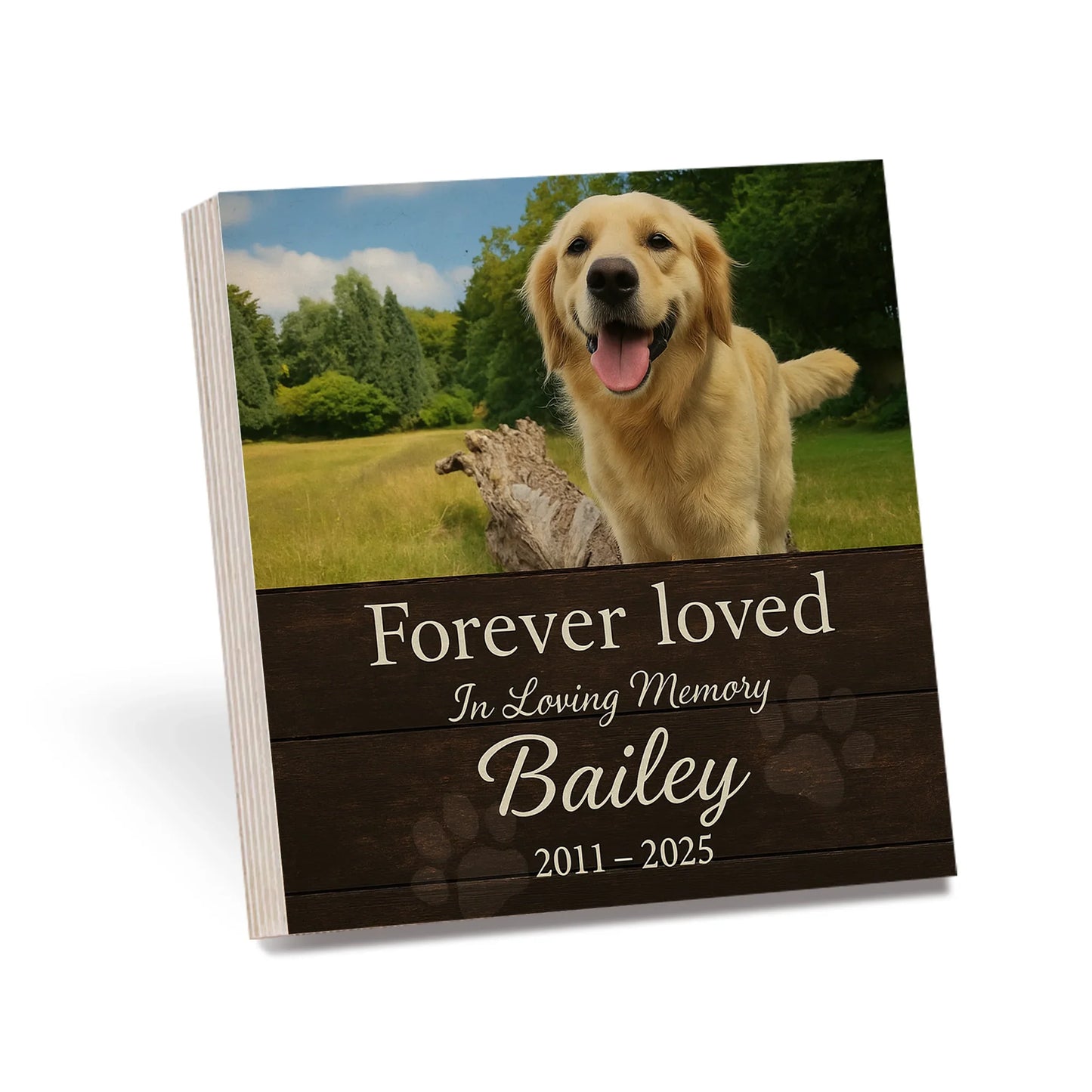 Pet Memorial Gift – Custom Wooden Photo Block with Pet’s Photo & Name