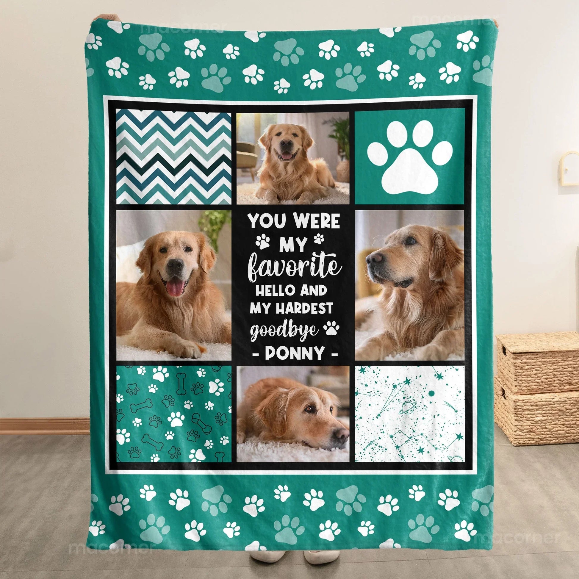 Custom Dog Memorial Gift – Favorite Hello, Hardest Goodbye Blanket - PersonalizedFury