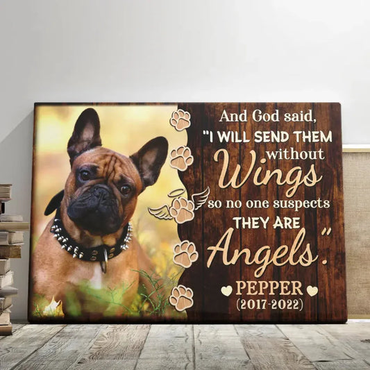 I Will Send Them Without Wings – Personalized Dog Memorial Canvas - PersonalizedFury