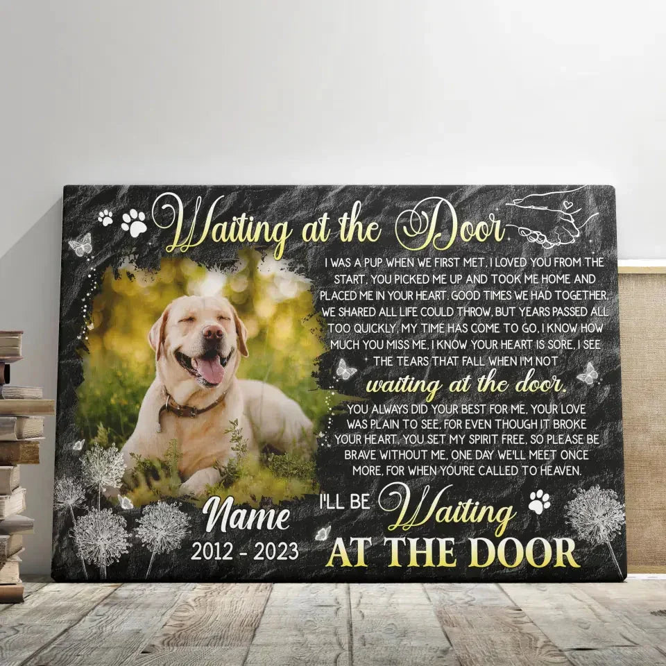 Dog Memorial Gift – Custom Photo Canvas Waiting at the Door - PersonalizedFury
