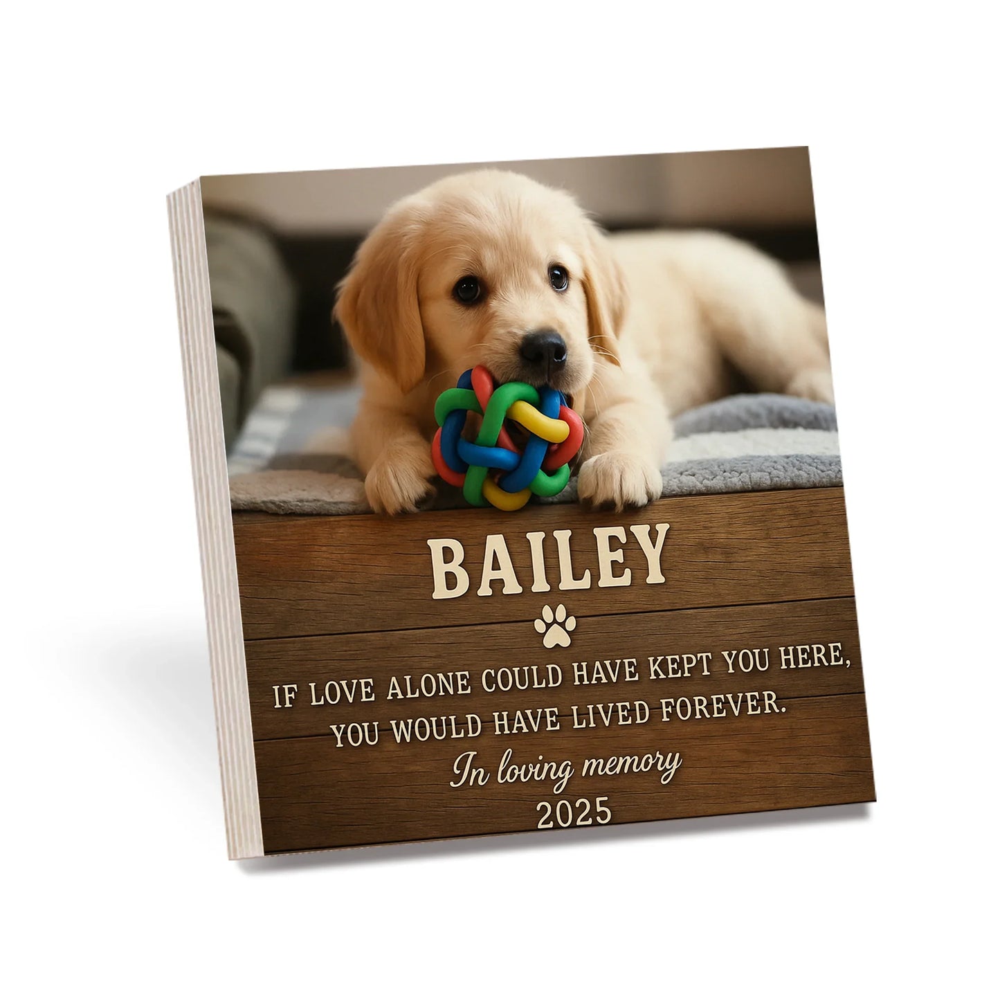 Pet Memorial Gift – Custom Wooden Photo Block with Pet’s Photo & Quote