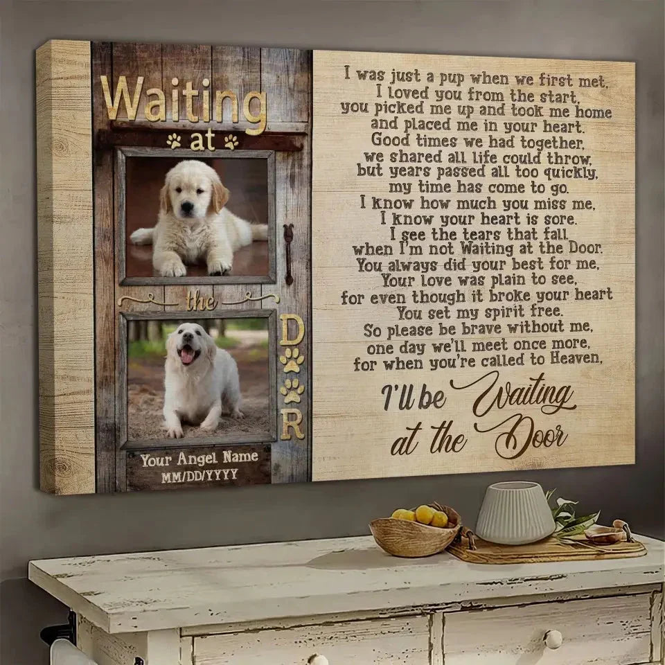 "Waiting at the Door" – Custom Dog Memorial Canvas With Photo & Name - PersonalizedFury