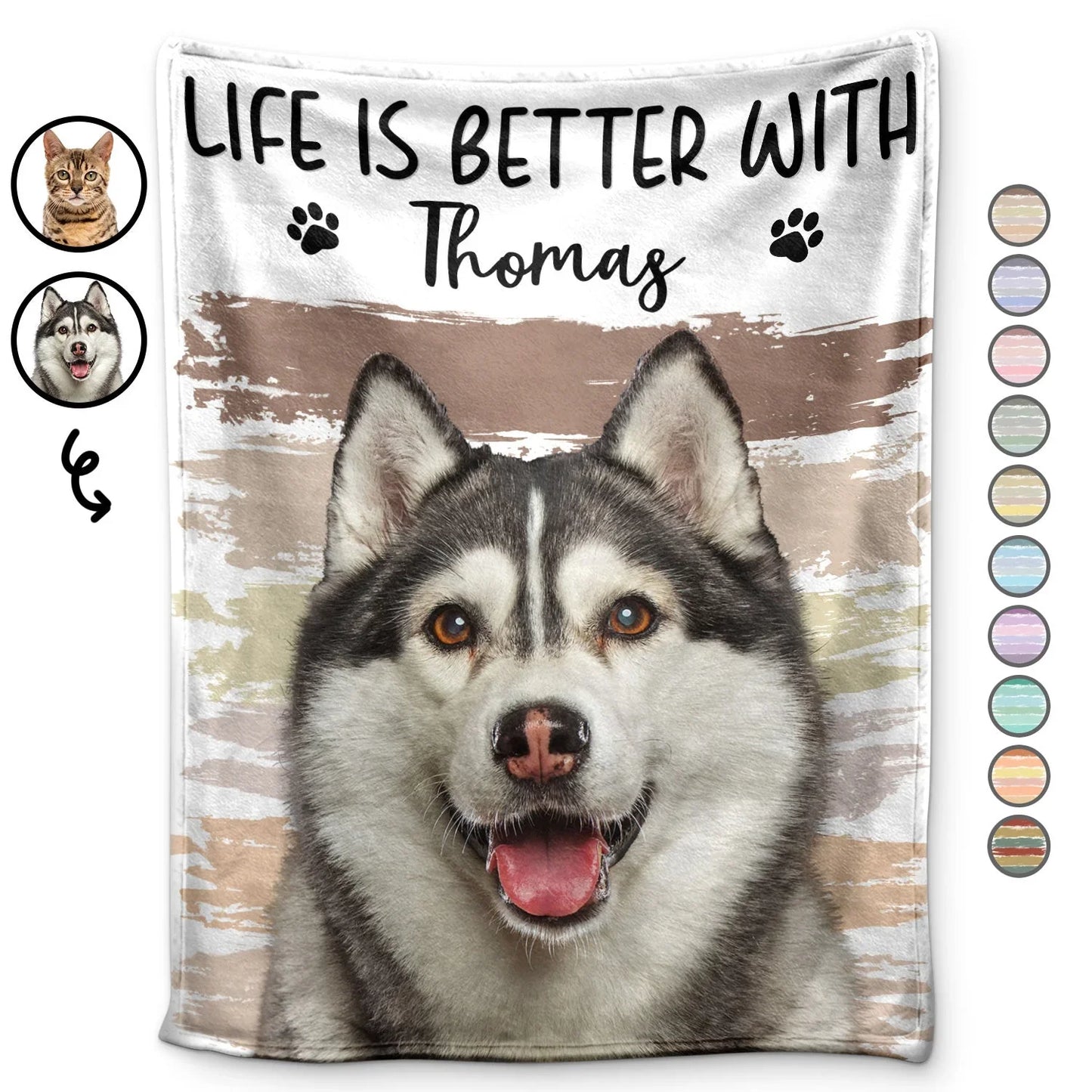 Personalized Pet Photo Blanket – Life Is Better With Dog Name