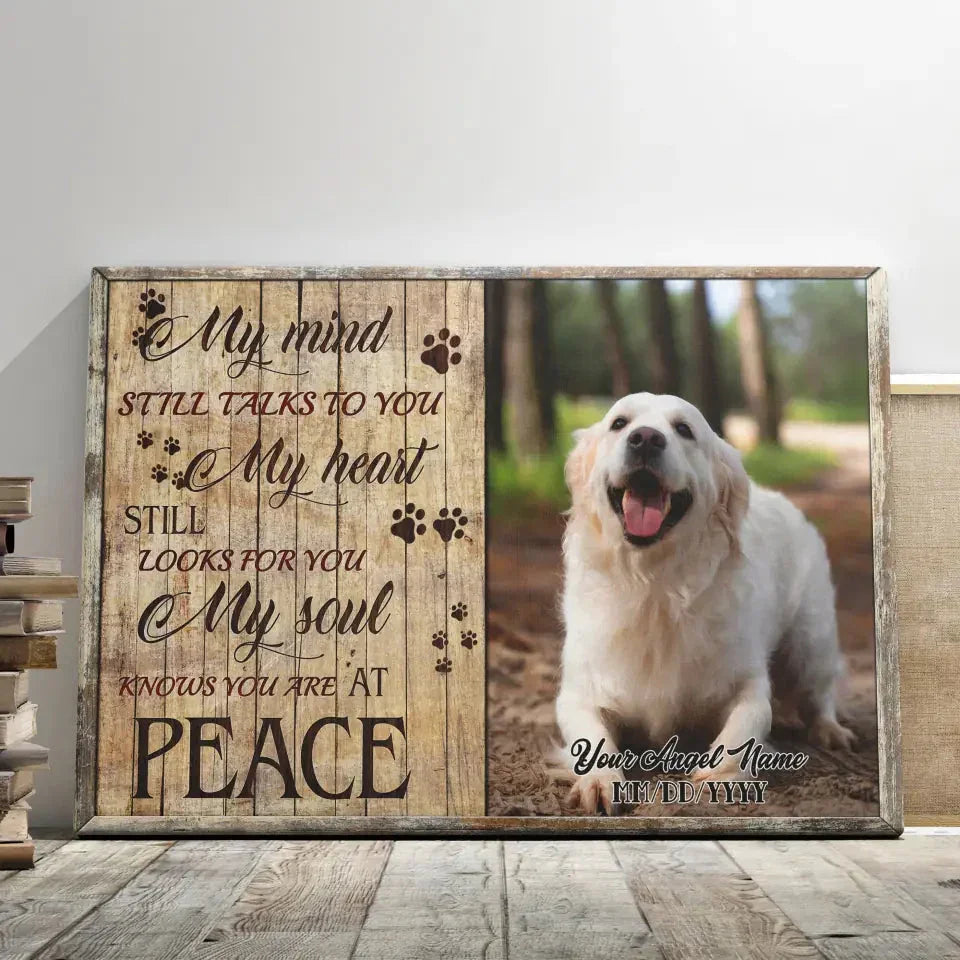 Personalized Pet Memorial Canvas – “My Mind Still Talks to You” with Dog Photo & Name - PersonalizedFury
