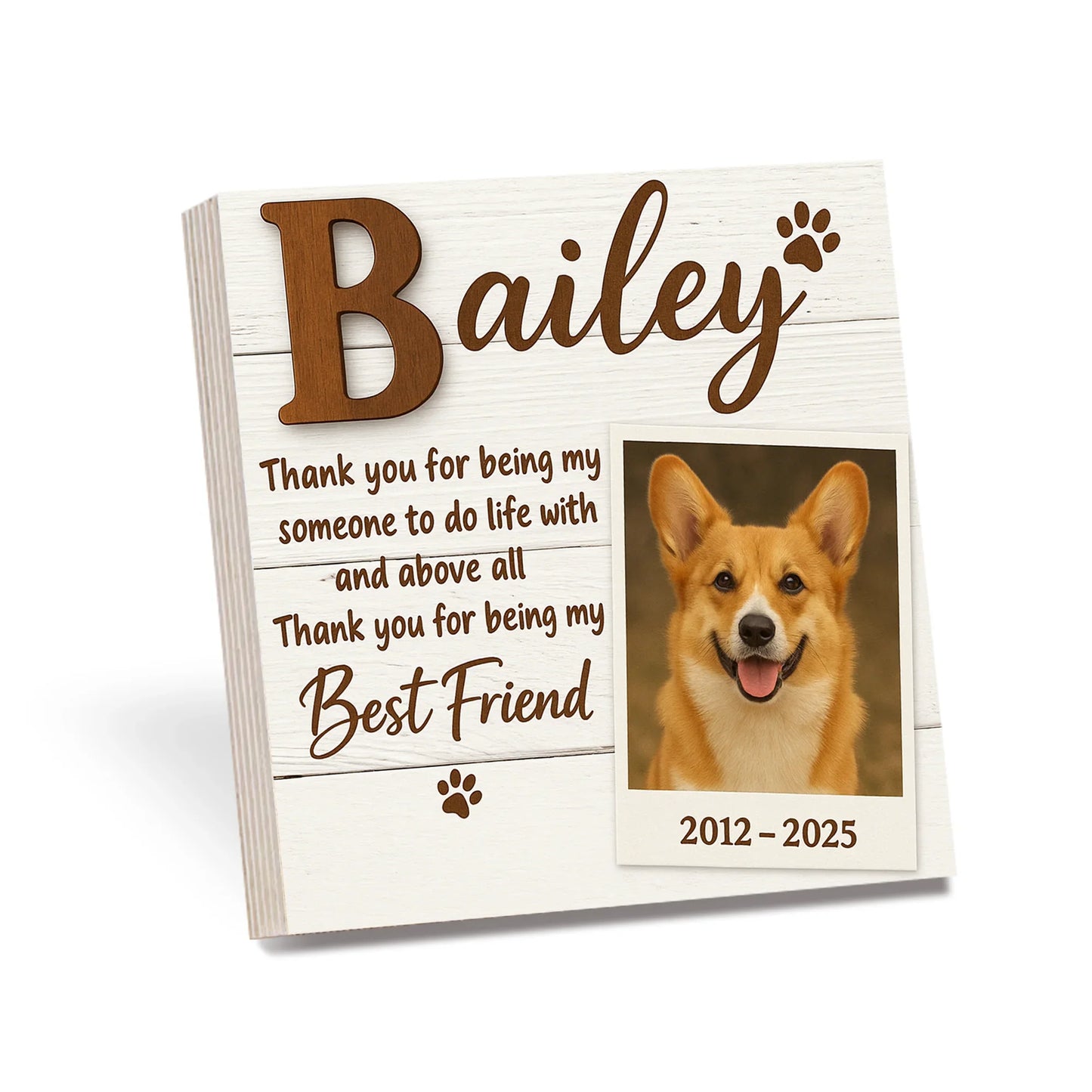 Dog Memorial Gift – Custom Dog Photo Block with Best Friend Quote