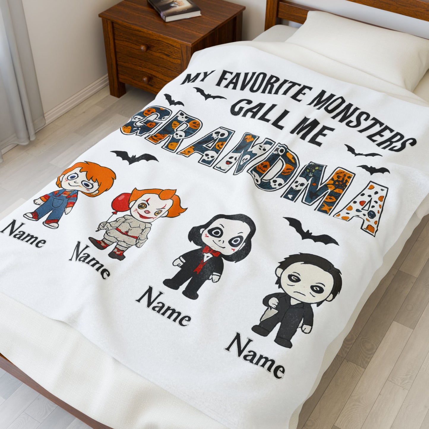Grandma Halloween Blanket - Favorite Monsters Call Me Grandma Gift - PersonalizedFury