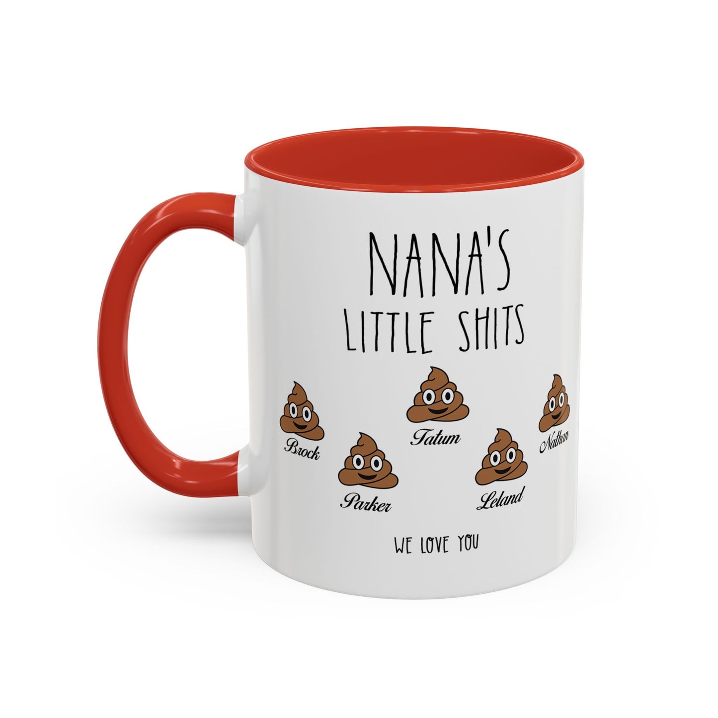 Personalized Nana with Grandkids Names Accent Coffee Mug - Gift For Family - PersonalizedFury
