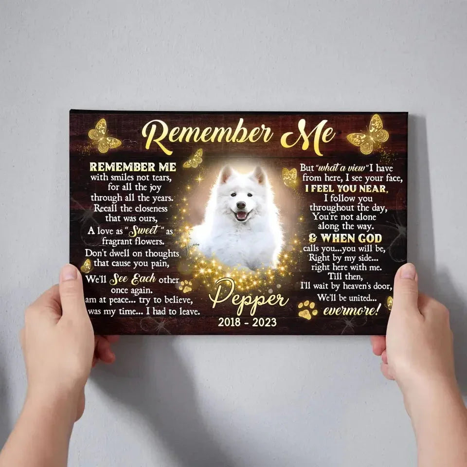 Custom Pet Loss Canvas – “Remember Me” Poem with Photo & Name - PersonalizedFury