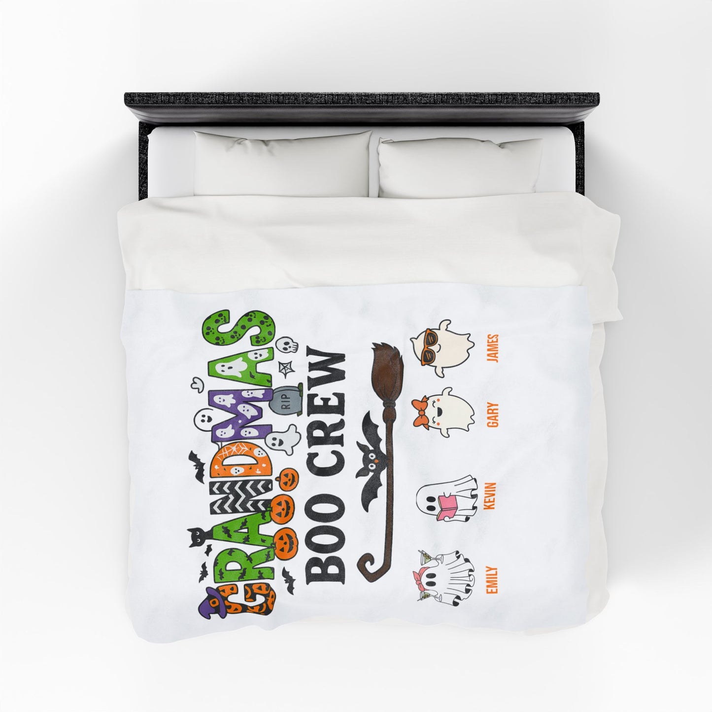 Grandma’s Boo Crew Blanket – Personalized Halloween Gift with Grandkids’ Names - PersonalizedFury