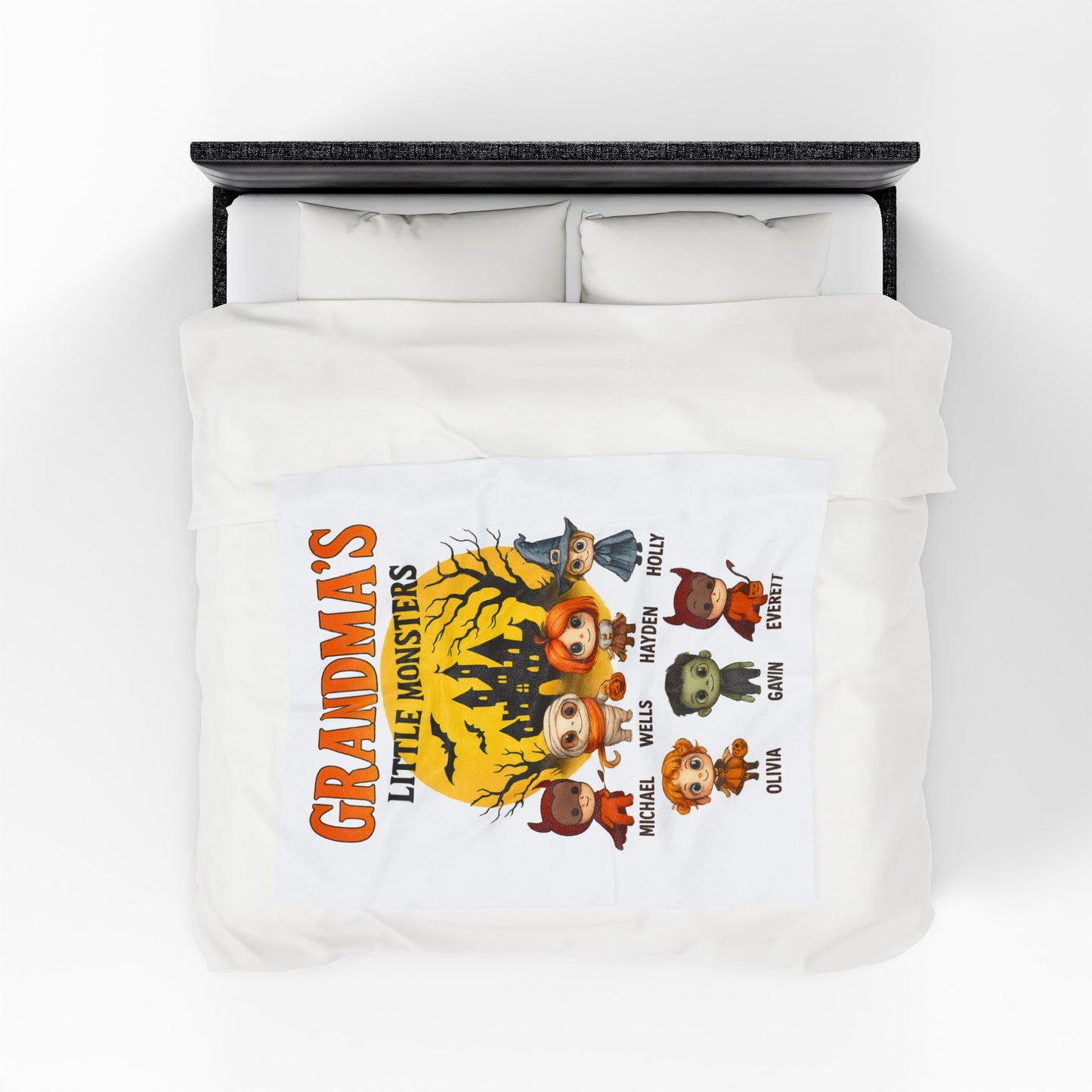 Personalized Grandma's Little Monsters with Grandkids names Blanket - PersonalizedFury