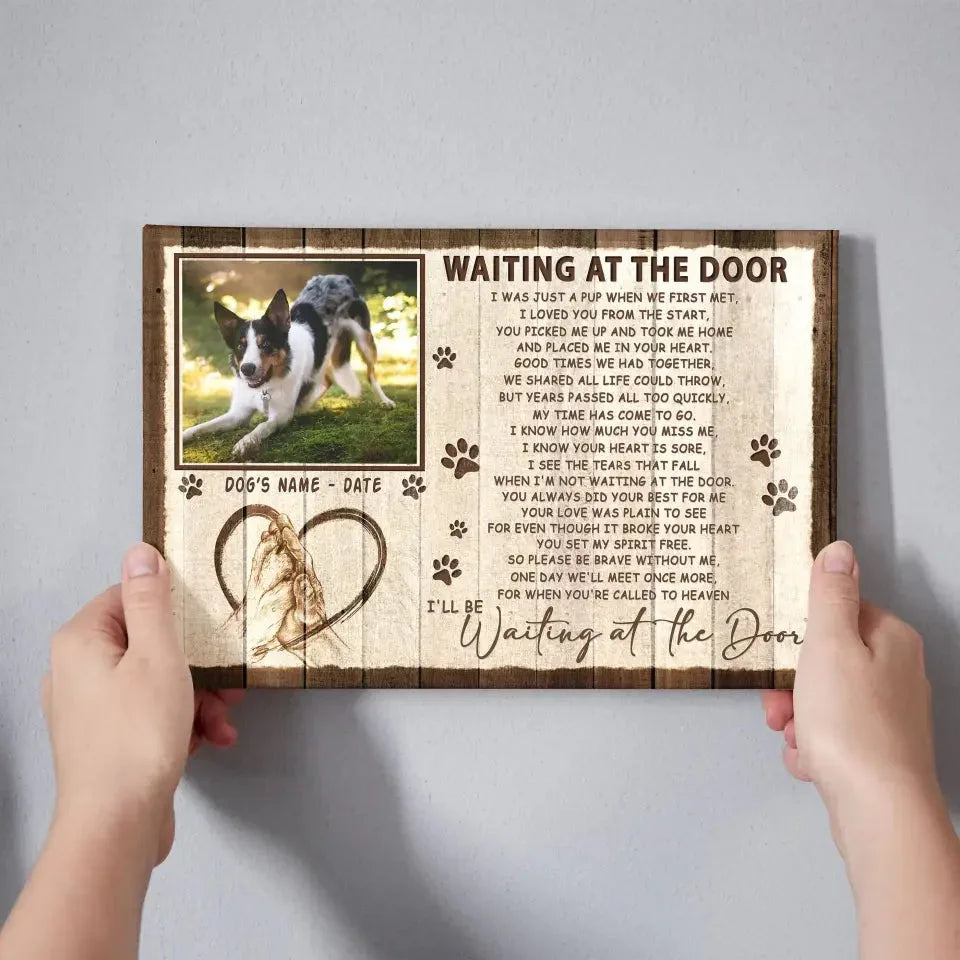 Waiting at the Door Pet Memorial Canvas – Custom Dog Photo & Name Gift - PersonalizedFury