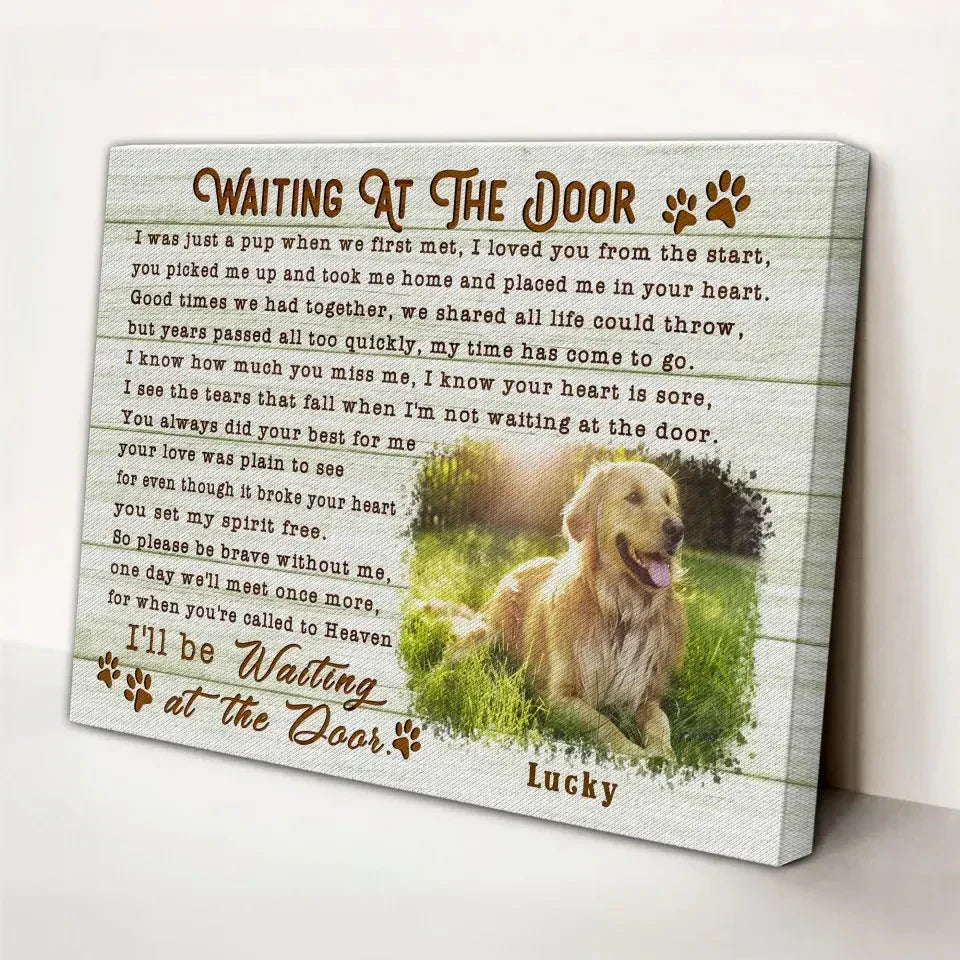 Waiting at the Door – Golden Retriever Pet Memorial Canvas - PersonalizedFury