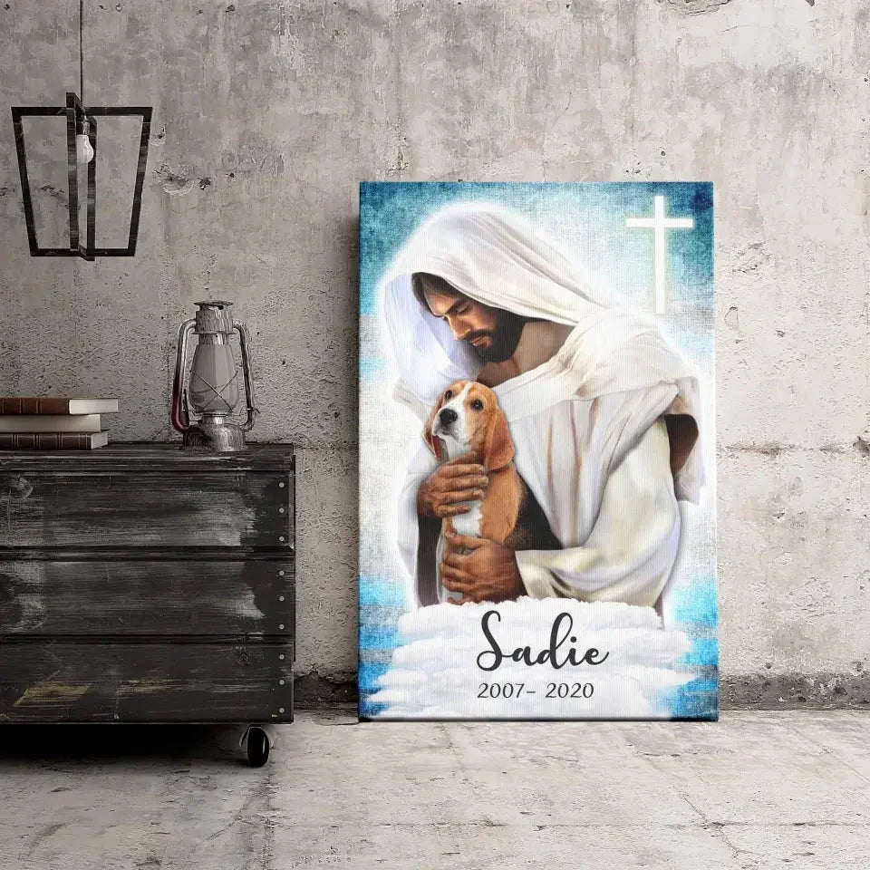 Jesus with Dogs in Heaven - Pet Memorial Canvas Gift - PersonalizedFury