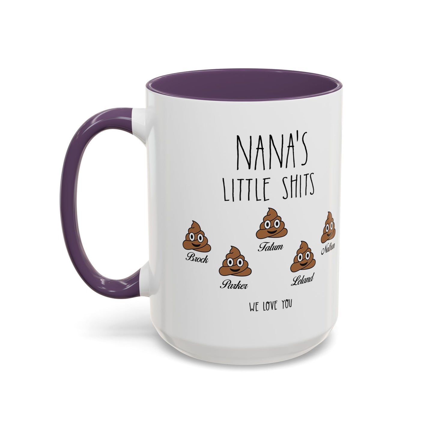 Personalized Nana with Grandkids Names Accent Coffee Mug - Gift For Family - PersonalizedFury