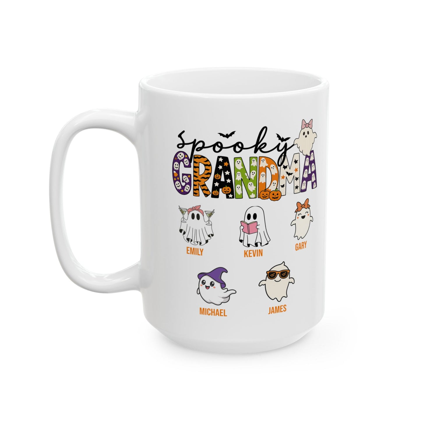 Spooky Grandma Coffee Mug – Personalized Halloween Gift with Grandkids’ Names - PersonalizedFury
