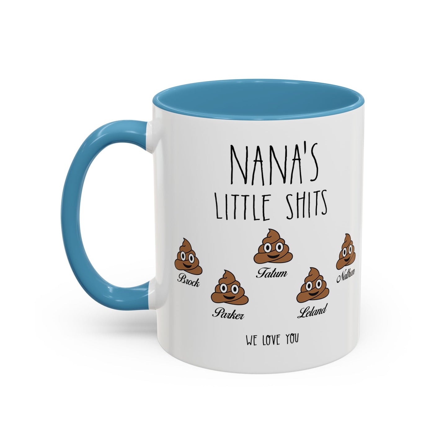 Personalized Nana with Grandkids Names Accent Coffee Mug - Gift For Family - PersonalizedFury