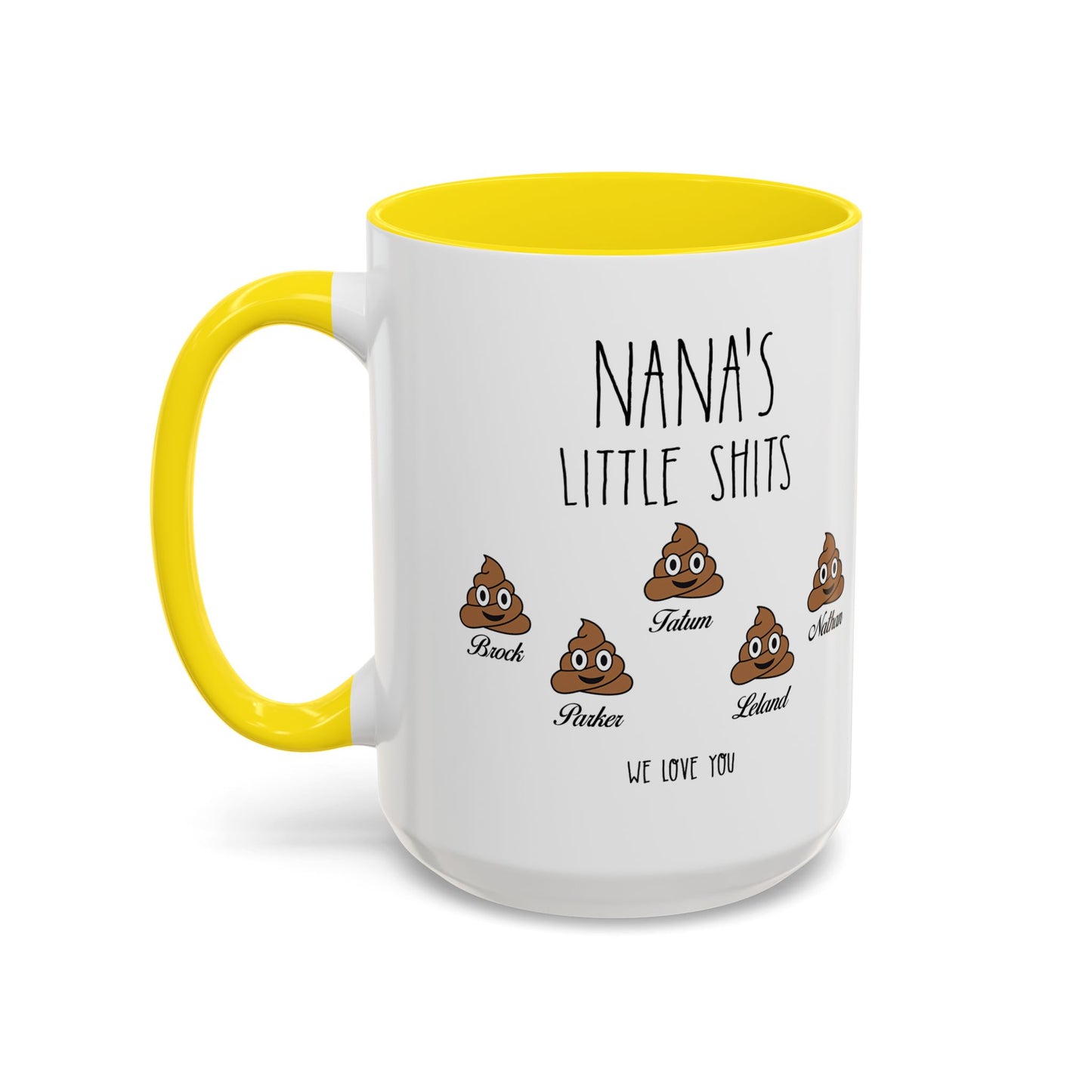 Personalized Nana with Grandkids Names Accent Coffee Mug - Gift For Family - PersonalizedFury