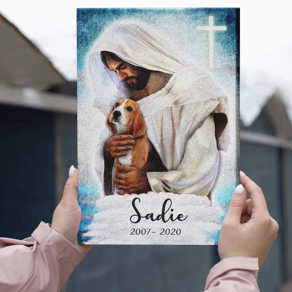 Jesus with Dogs in Heaven - Pet Memorial Canvas Gift - PersonalizedFury