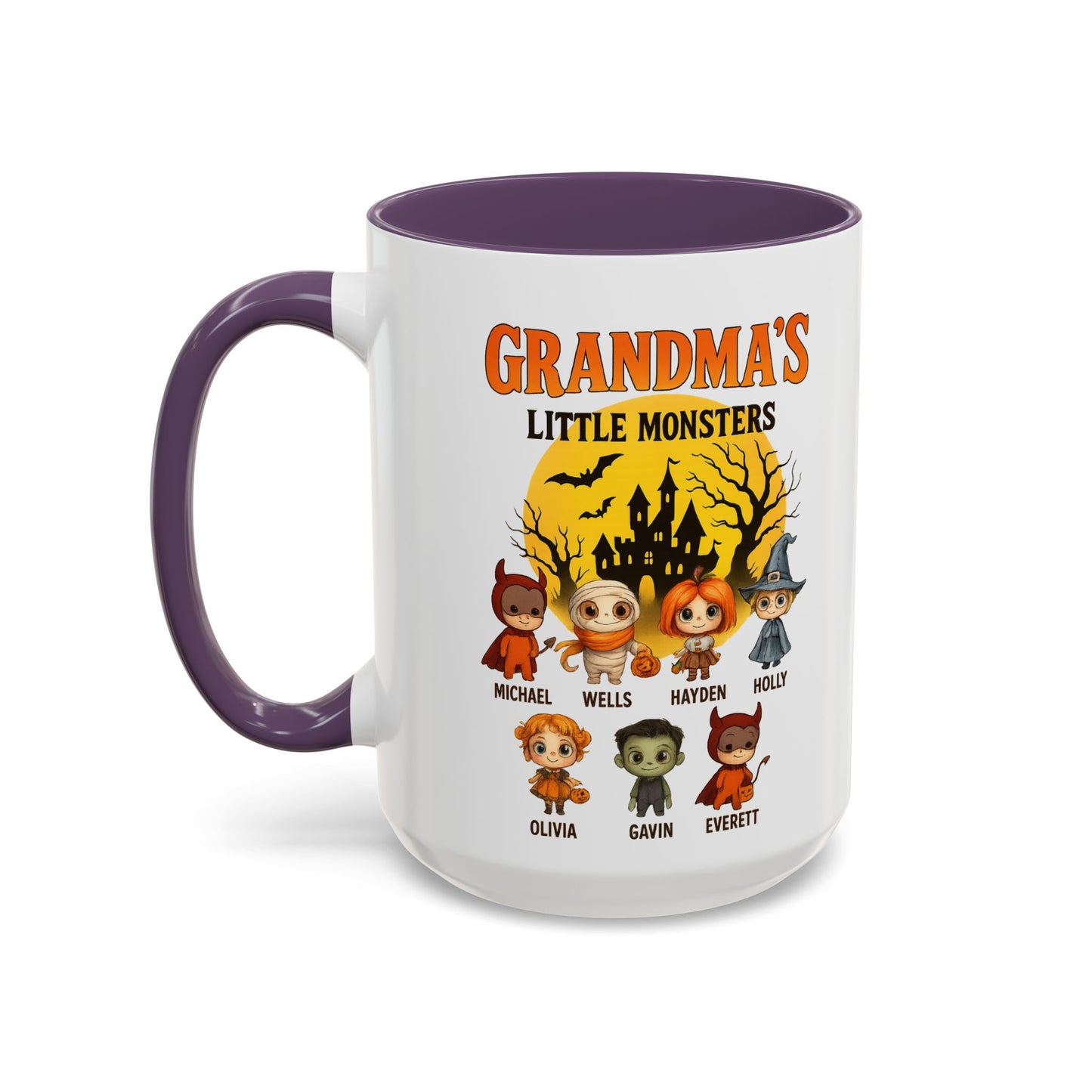 Grandma's Little Monsters Accent Coffee Mug - PersonalizedFury