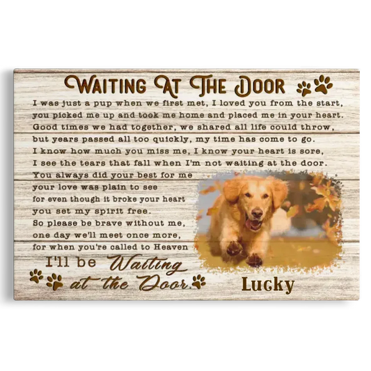 Waiting at the Door – Golden Retriever Pet Memorial Canvas - PersonalizedFury