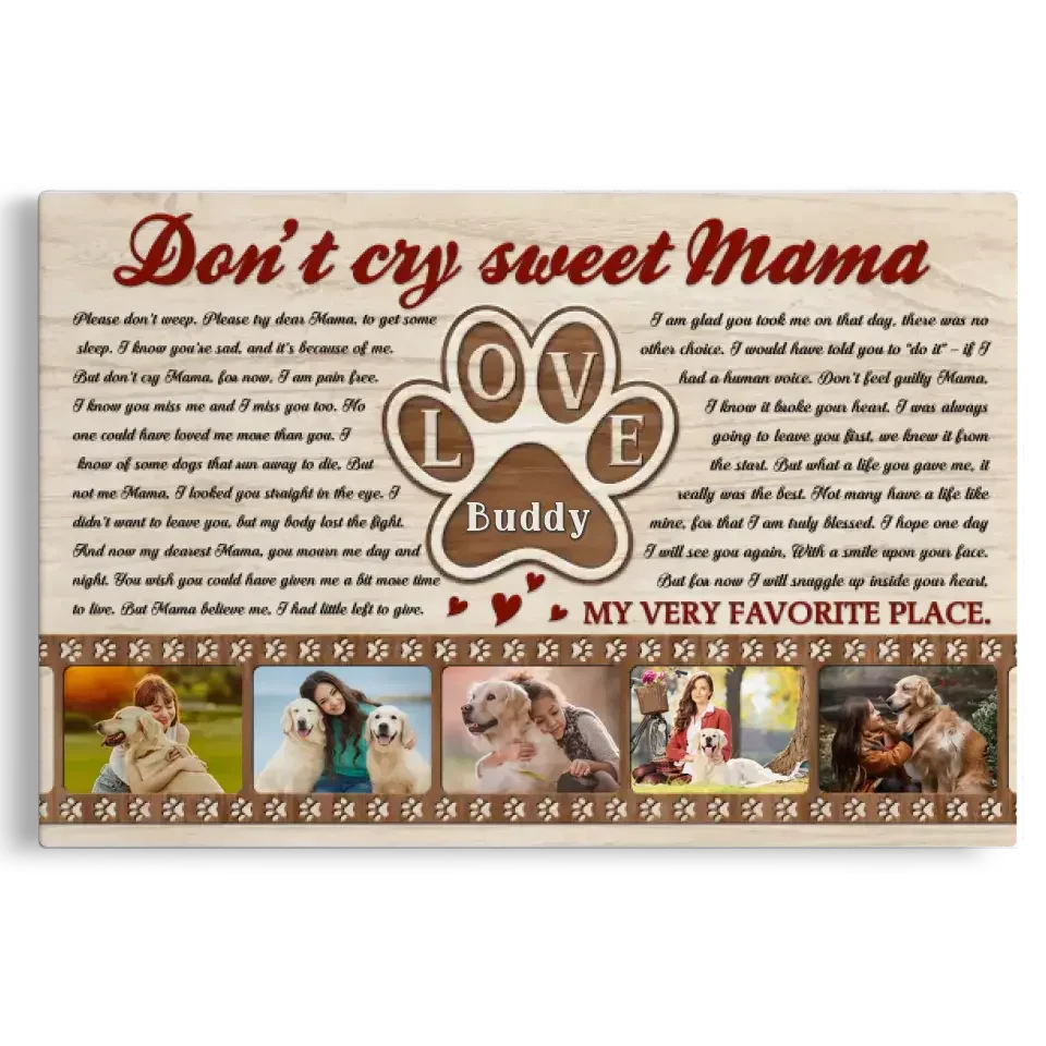 Dog Memorial Canvas – Personalized Gift for Mom Who Lost a Pet - PersonalizedFury