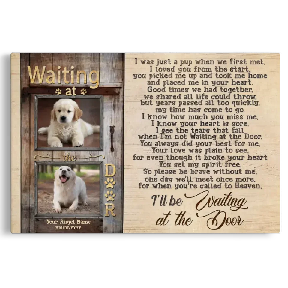 "Waiting at the Door" – Custom Dog Memorial Canvas With Photo & Name - PersonalizedFury