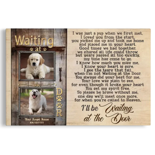 "Waiting at the Door" – Custom Dog Memorial Canvas With Photo & Name - PersonalizedFury