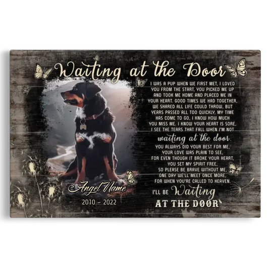 Waiting at the Door – Custom Dog Memorial Canvas for Rottweilers - PersonalizedFury
