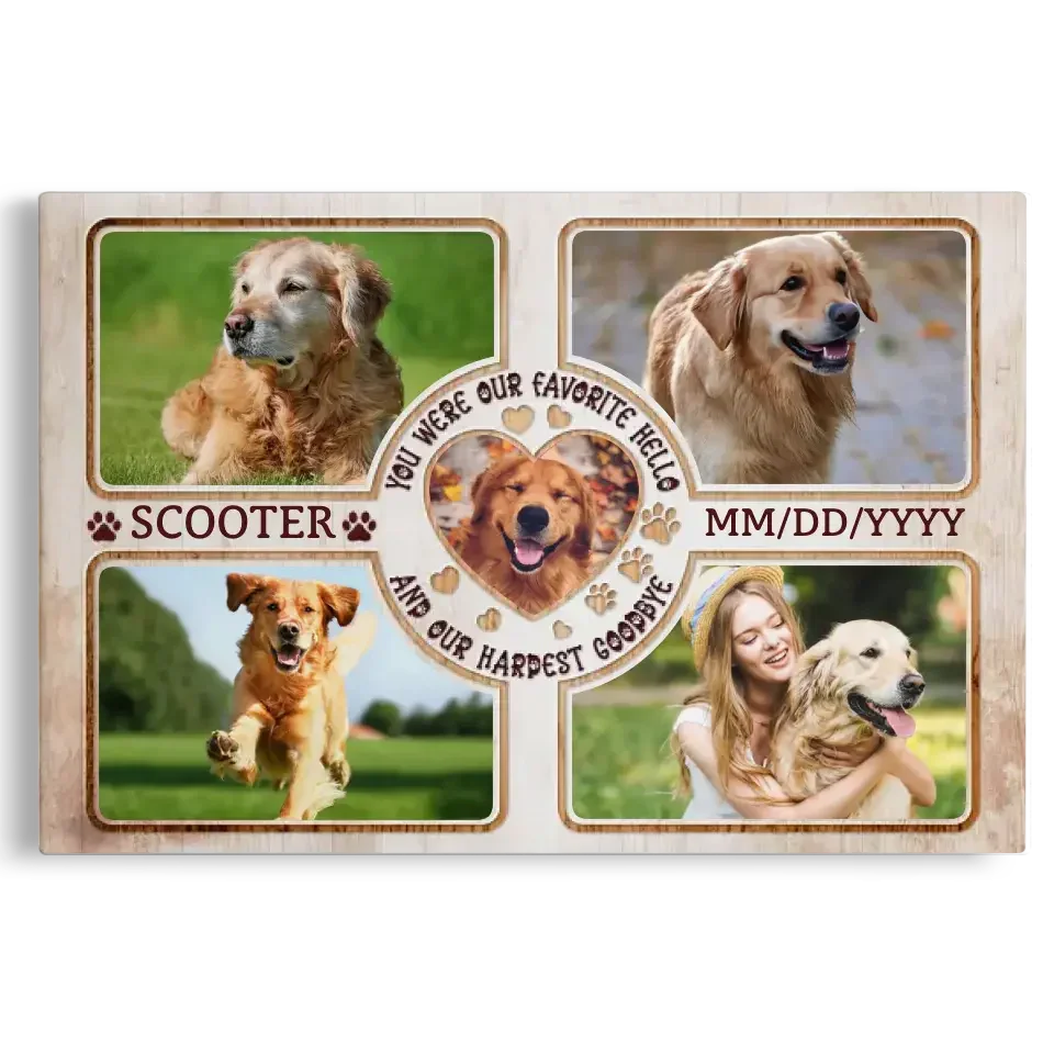 Hardest Goodbye, Forever in Our Hearts – Dog Memorial Canvas - PersonalizedFury