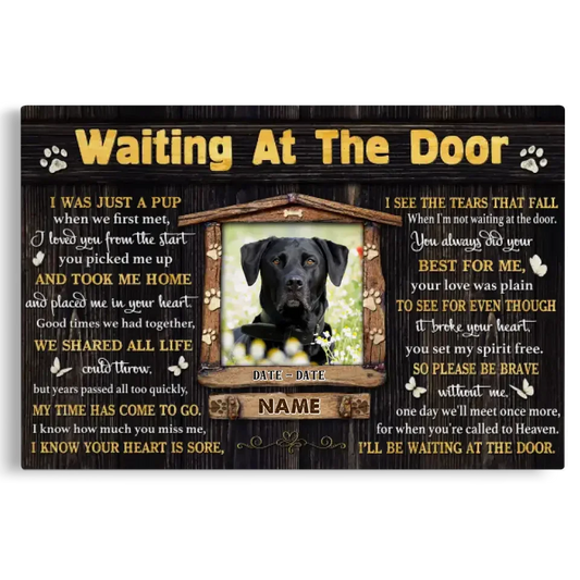 “Waiting At The Door” – Personalized Dog Memorial Canvas With Photo - PersonalizedFury