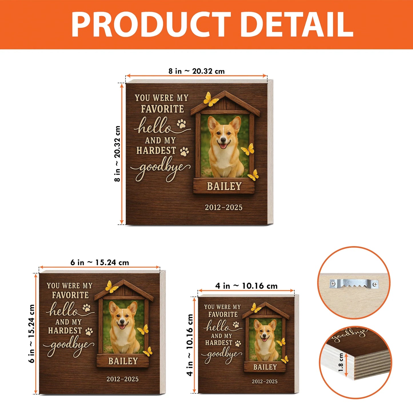 Pet Memorial Gift – Personalized Wooden Photo Block for Dog Loss