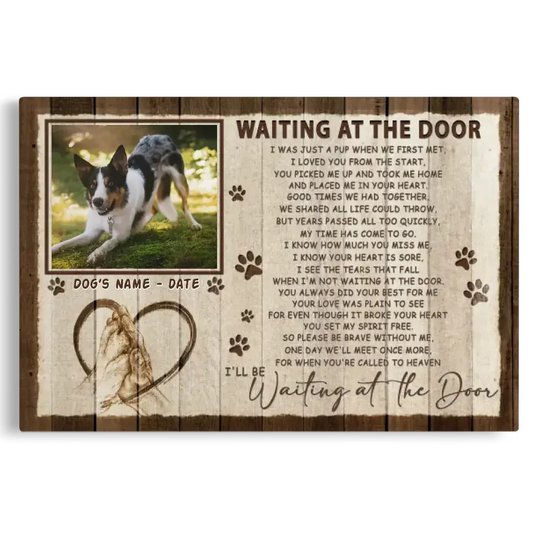 Waiting at the Door Pet Memorial Canvas – Custom Dog Photo & Name Gift - PersonalizedFury