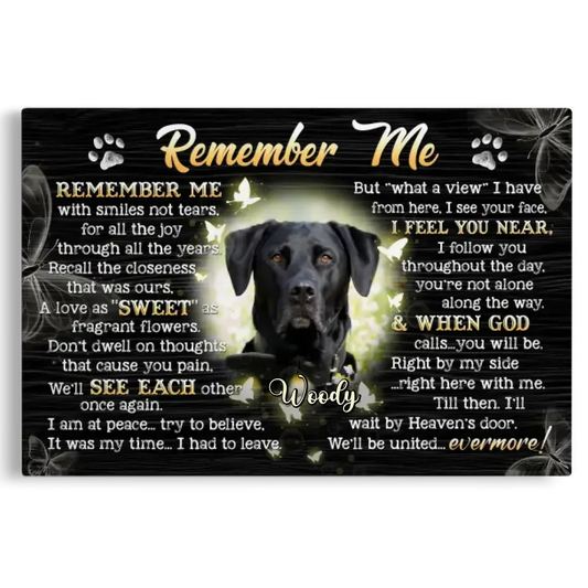 Pet Loss Gift – Custom Canvas with “Remember Me” Poem - PersonalizedFury