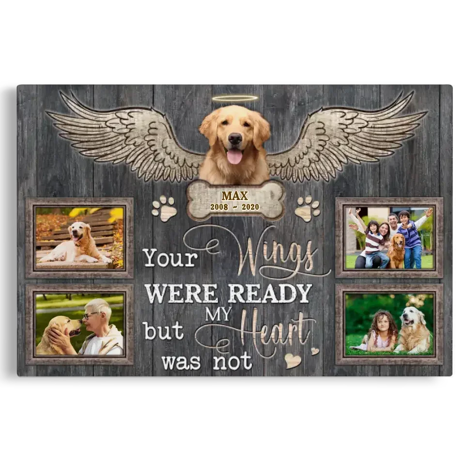 Dog Memorial Canvas – Your Wings Were Ready, Custom Photo Collage - PersonalizedFury