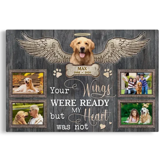 Dog Memorial Canvas – Your Wings Were Ready, Custom Photo Collage - PersonalizedFury