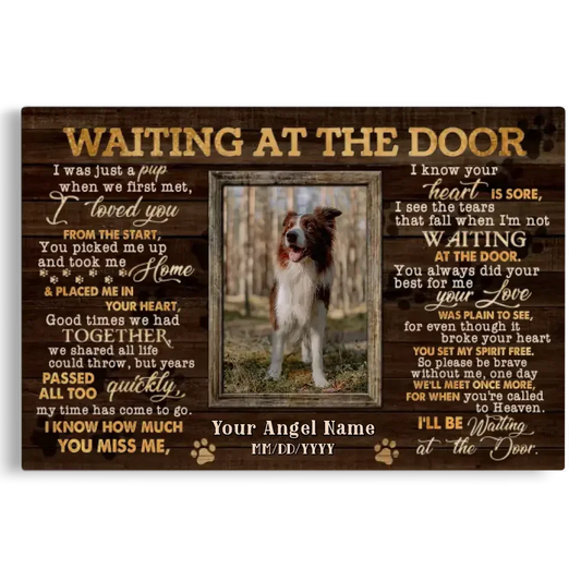 Waiting at the Door – Custom Pet Memorial Canvas with Photo - PersonalizedFury