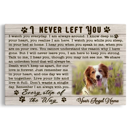 Dog Loss Gift – Custom Canvas with Photo & I Never Left You Poem - PersonalizedFury